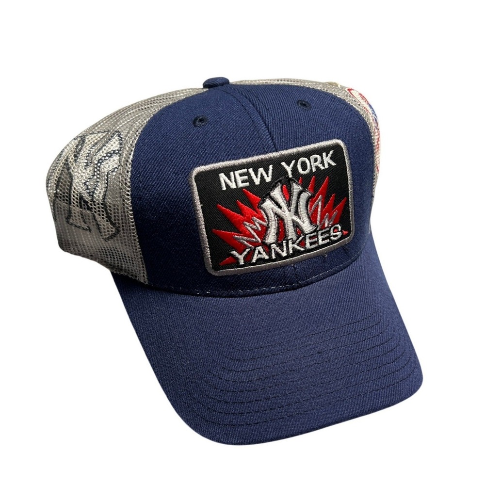 New‎ York Yankees Trucker Hat Mens OS Navy Cooperstown Snapback Cap Red Jacket